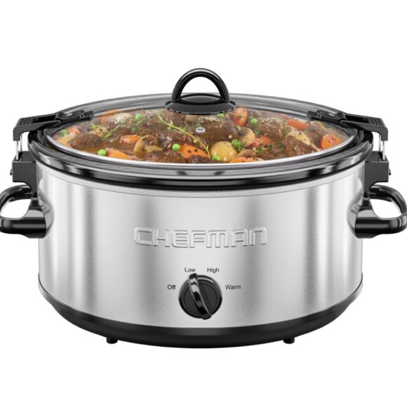6 Qt. Slow Cooker w/ Locking Lid and Three Heat Settings - Stainless Steel, New - Picture 8 of 9